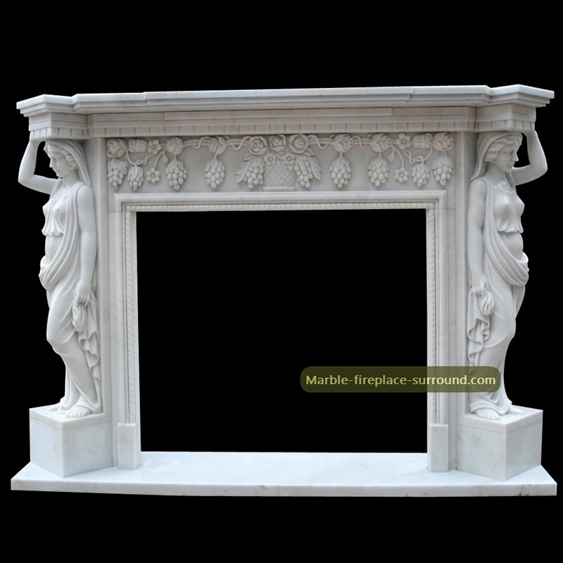 caryatid white marble fireplace